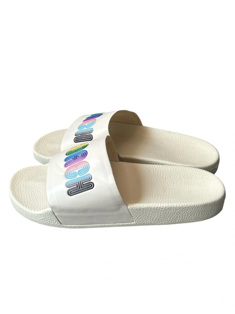 Coach White Slide Sandals with Rainbow Logo Mens Size 10, Women's 11.5